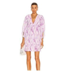 NWT GANNI Pleated Georgette Mini Dress in orchid bloom